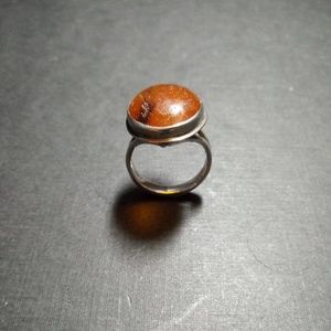 PURE AMBER AND STERLING SILVER/925 DOME RING